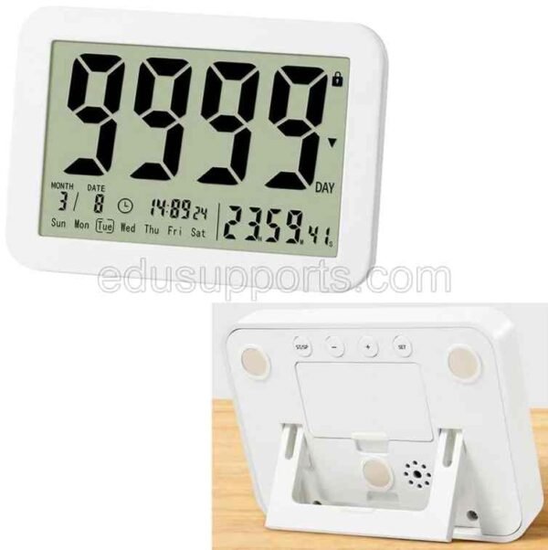 Digital Days Countdown Timer Clock: 9999 Days Countdown with Stand and Magnetic Back for Exam, Lab, Exercise, and Study