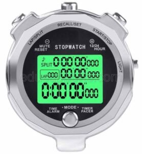 Digital Stopwatch Timer Metal 0.001-Second Timing 3-Row Large Screen LED Back Light with Multi-Laps Splits Memory