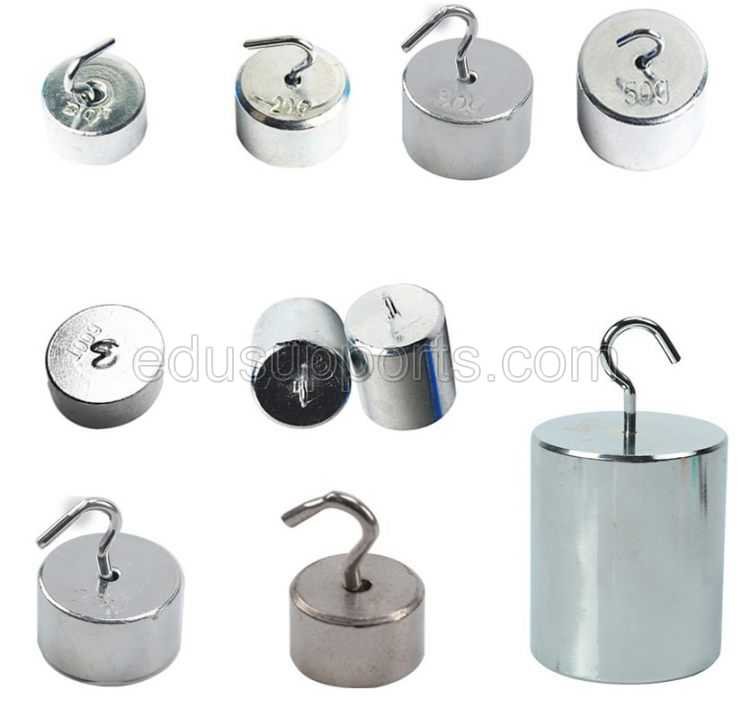 Hooked Weights for General Science and Physics in Mechanical Balances, Single, 5g-1200g, Chrome Plated Iron