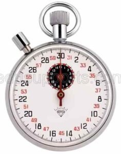 Mechanical Stopwatch Timer - 15 Minutes, 30 Seconds per Circle, with Pause, 0.1 Second Minimum Scale