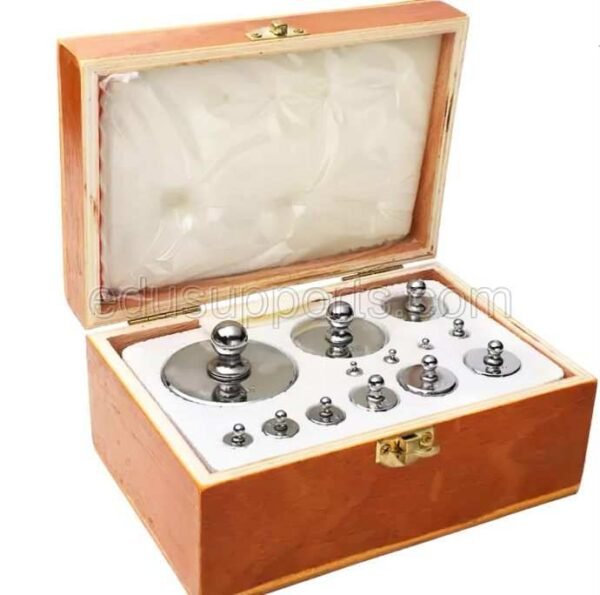 Precision Calibration Weight Set, 1g-1kg, M2, 13 Calibration Weights, Steel Chrome in Wooden Storage Case