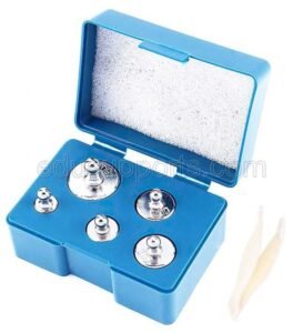 Precision Calibration Weight Set 5g-50g, M2, 5 calibration weights, M2, Steel Chrome, with a Tweezers and Plastic Storage Case