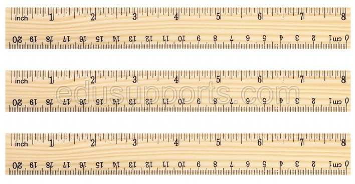 Wooded Straight Rulers Metric Inch scale 8 Inch 20 cm 200mm