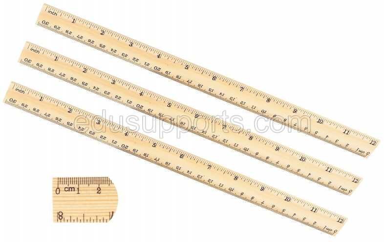 Wooded Straight Rulers Metric and Inch scale 12 Inch 30 cm 300mm