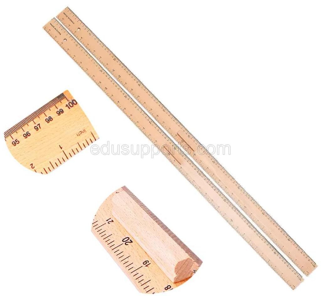 Wooden Rulers Metric and Inch scale 39 Inch 100 cm 1000mm with Handle & Hang Hole