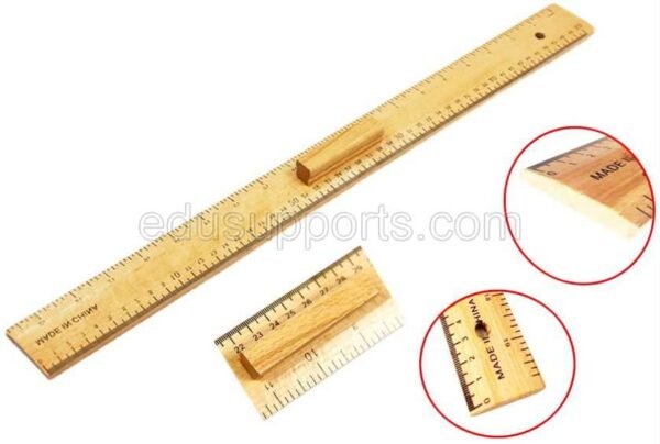 Wooden Straight Rulers Metric & Inch scale 19 Inch 50 cm, 500mm With Handle & Hang Hole